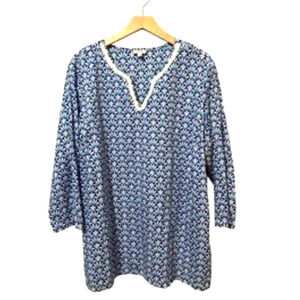 Talbots Shirt Womans Size 3X Coastal Preppy Top Tunic Casual Beachy Cover Up